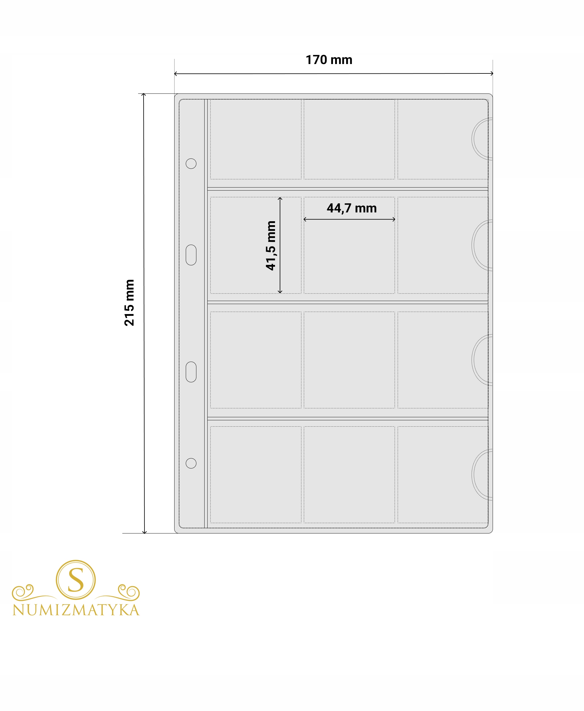 Страница для КЛАССЕРА на 12 больших монет A5 MEDIUM