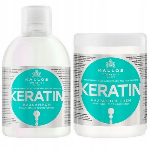 KALLOS KERATYNOWY ZESTAW DO WŁOSÓW SUCHYCH KERATIN MASKA + SZAMPON 2x1000ml