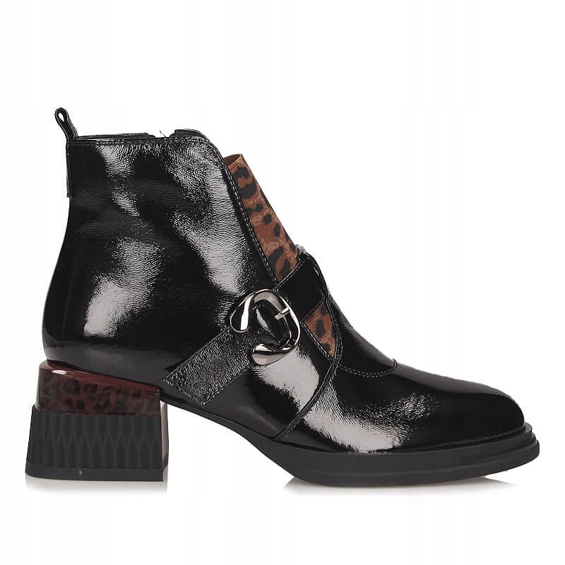 Módní lakované dámské kotníkové boty Loretta Vitale C6909 Black