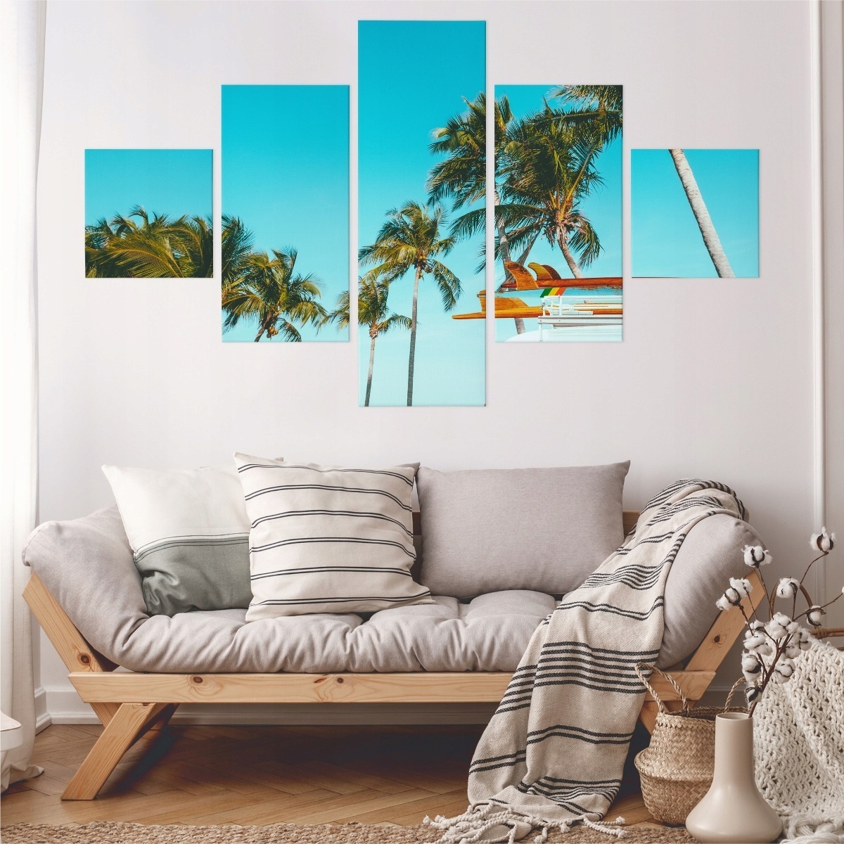 Viacdielny obraz Retro Auto a Palmy 3D Canvas 200x120