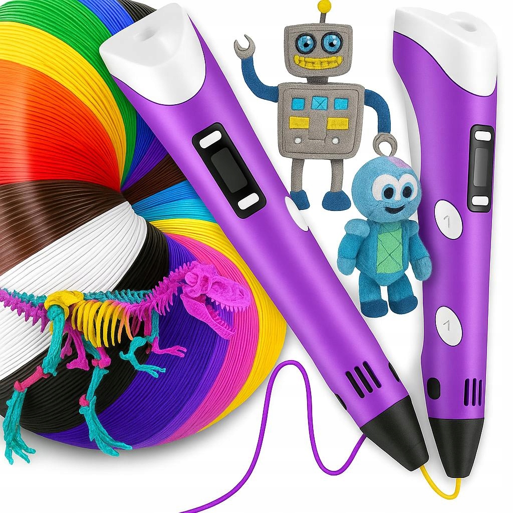 Długopis 3D Drukarka 3D Pen Pisak 3D Zestaw Dla Dzieci Fioletowy Wkłady