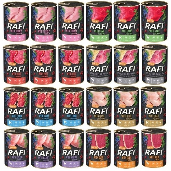 Levně Krmivo pro psy Rafi mix chutí 24x400 g