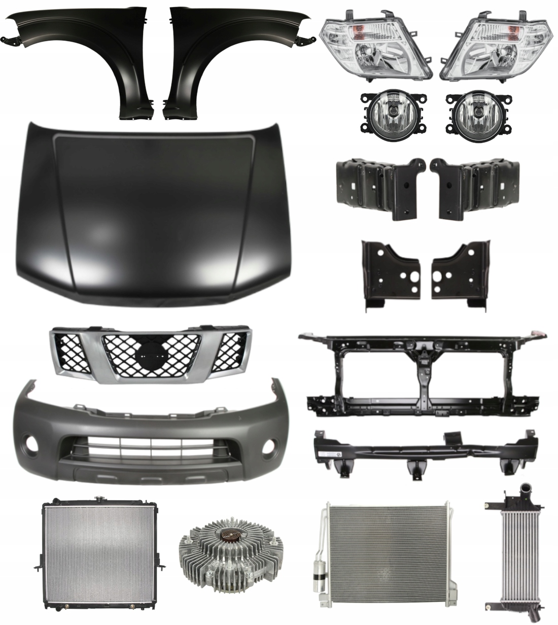 Nissan Navara 05-15 Maska Zderzak Błotnik Pas ZESTAW CZĘŚCI