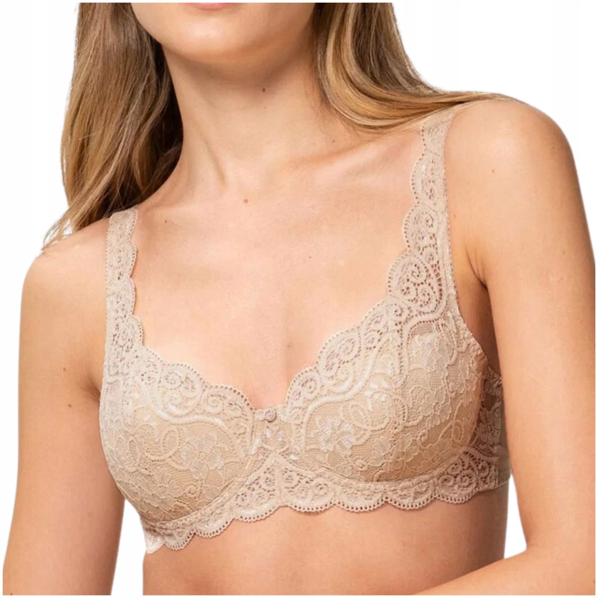 Podprsenka vyztužená, krajková podprsenka béžová Triumph Amourette Whp 70D