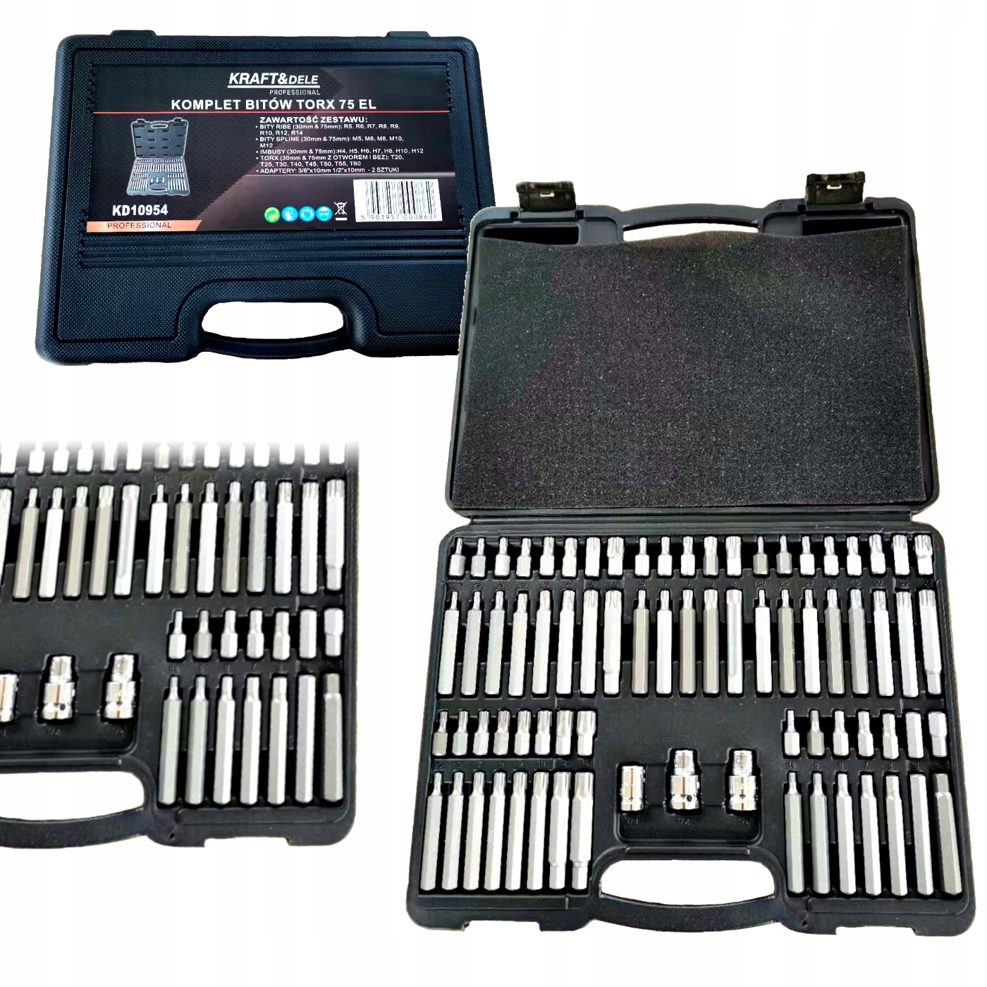 Sada bitů Torx 75 ks. Kraft&dele KD10954 Imbus