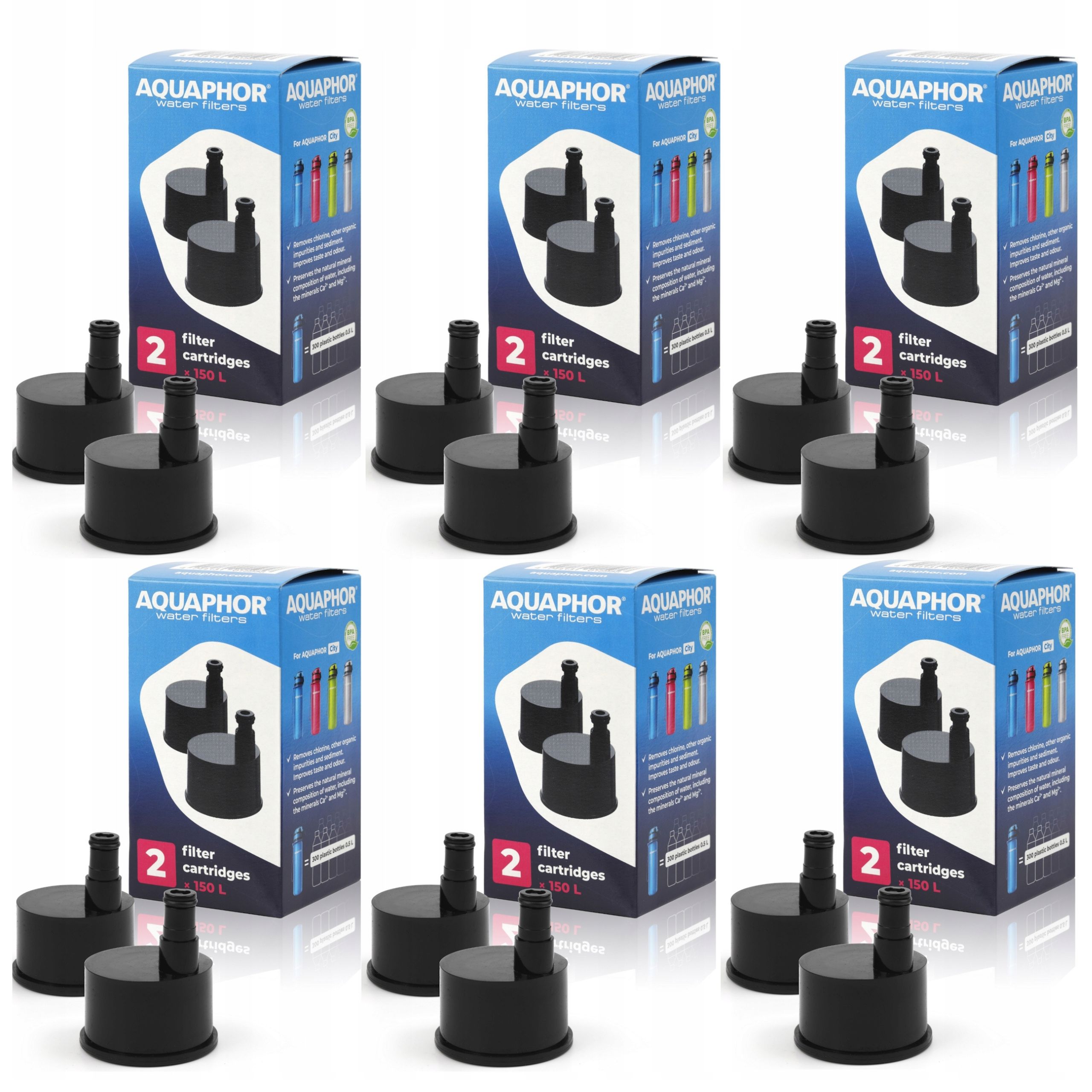Sada filtračních vložek na vodu do láhve Aquaphor City Uhlíkový filtr 12 ks