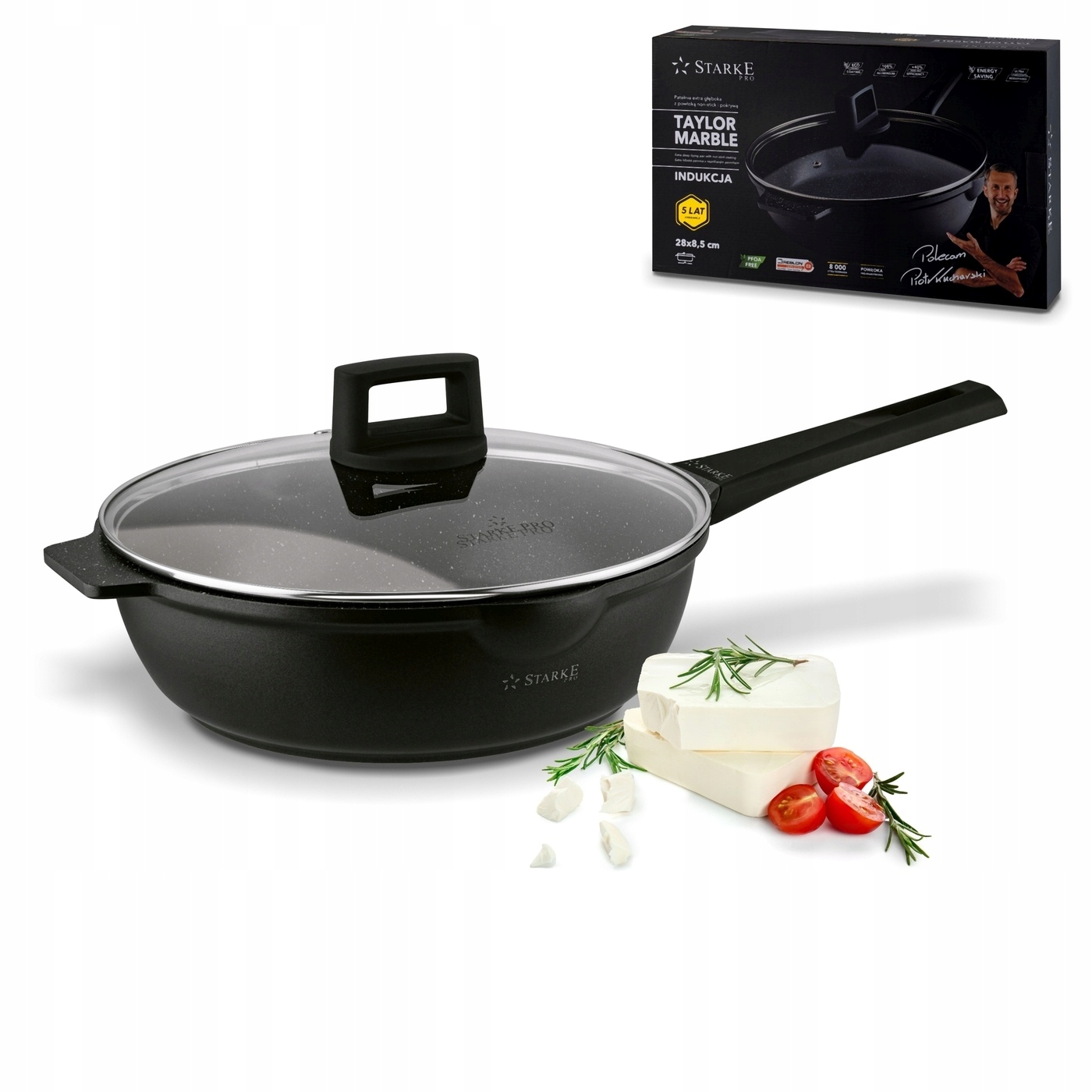 Marmurowa Patelnia Głęboka Duża patelnia Indukcja 28cm Taylor Marble