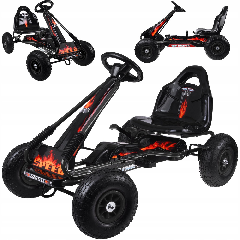 Duży gokart na pedały regulowane siedzisko pompowane koła SP0839