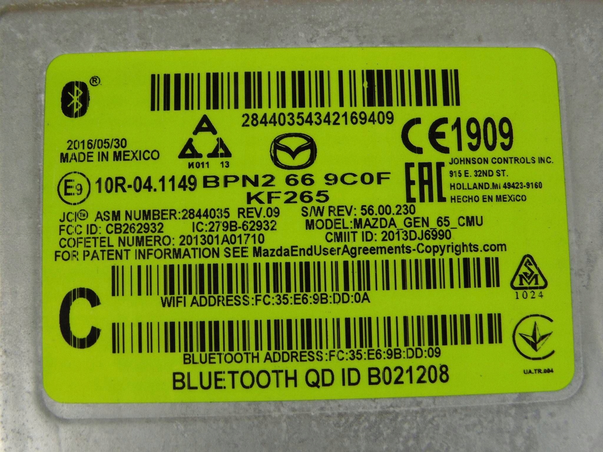 Mazda 3 BM modul Bedienteil radia der Navigation BPN2669C0F
