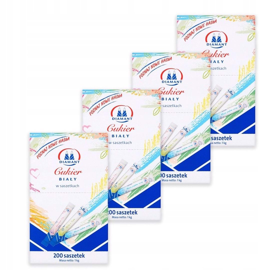 Levně Diamant bílý Cukr v sáčcích 1 kg (200 kusů x 4 kusů