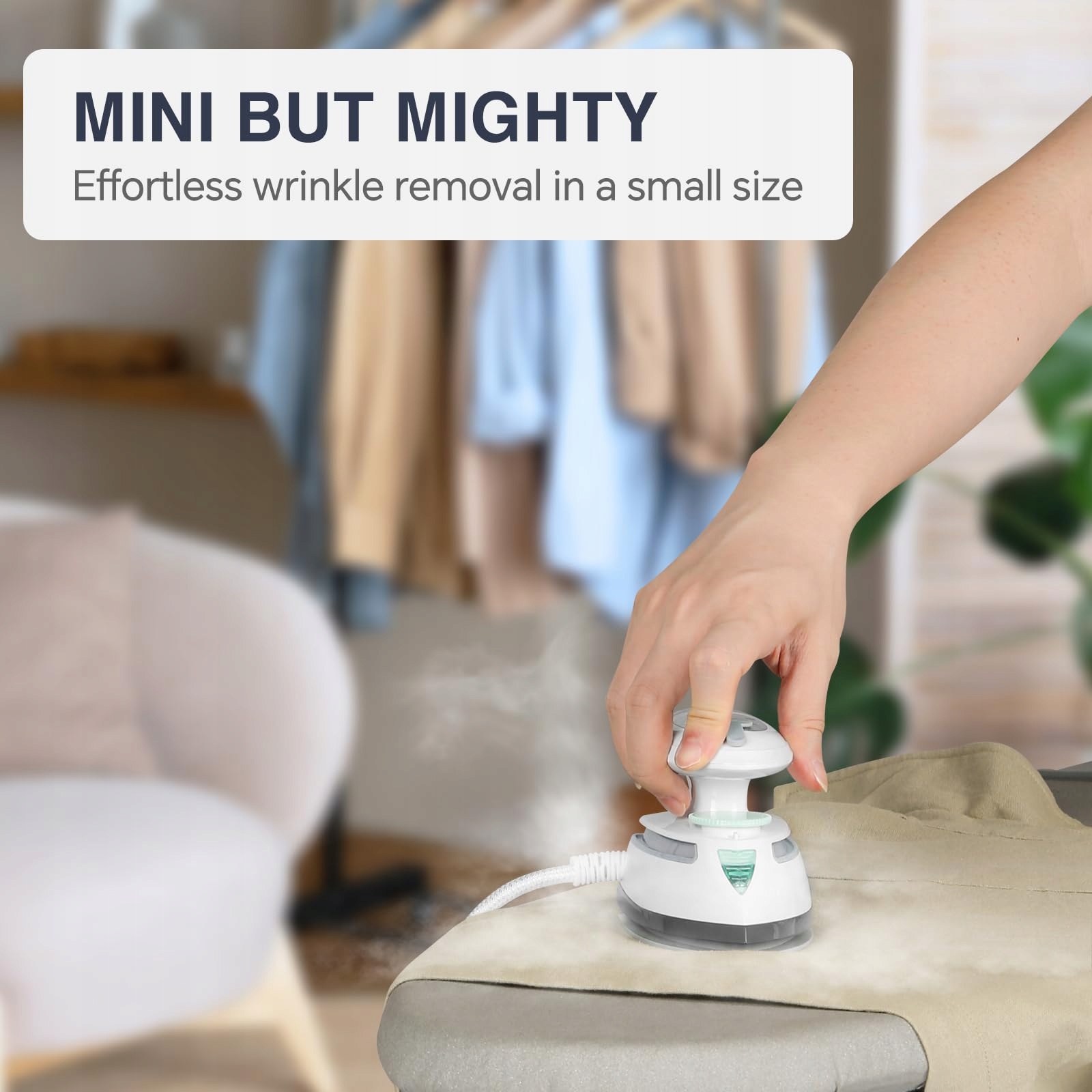 BEAUTURAL Mini Żelazko Podróżne z Parą i Anti-Tropf, 3 Ustawienia Temp. — miniatura 5