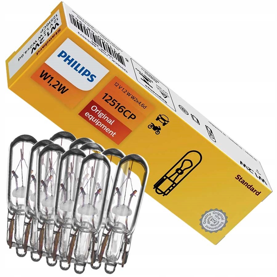 

Żarówki Philips W1.2W T5 12V 1.2W, 10 szt.