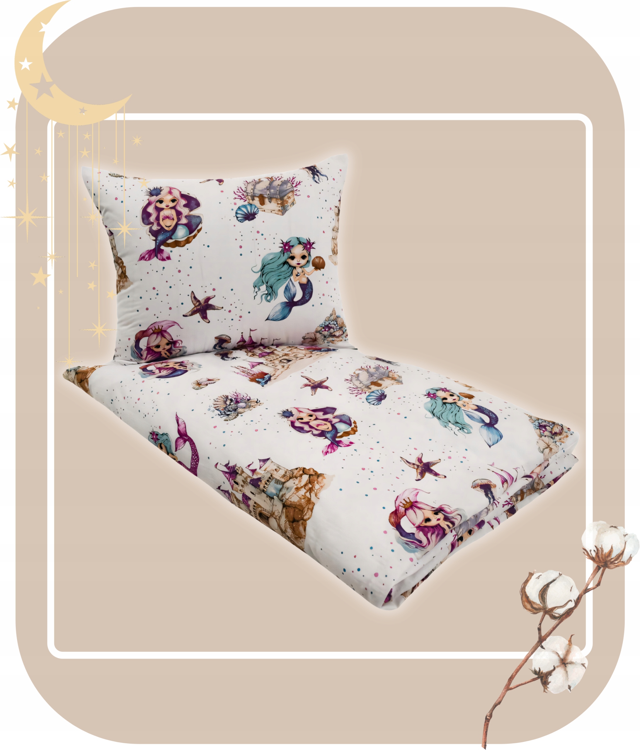Pościel Dziecięca 120x160 + 50x70 Syrenki Produkt Polski Wysoka Jakość Bohater / Bajka Syrenki