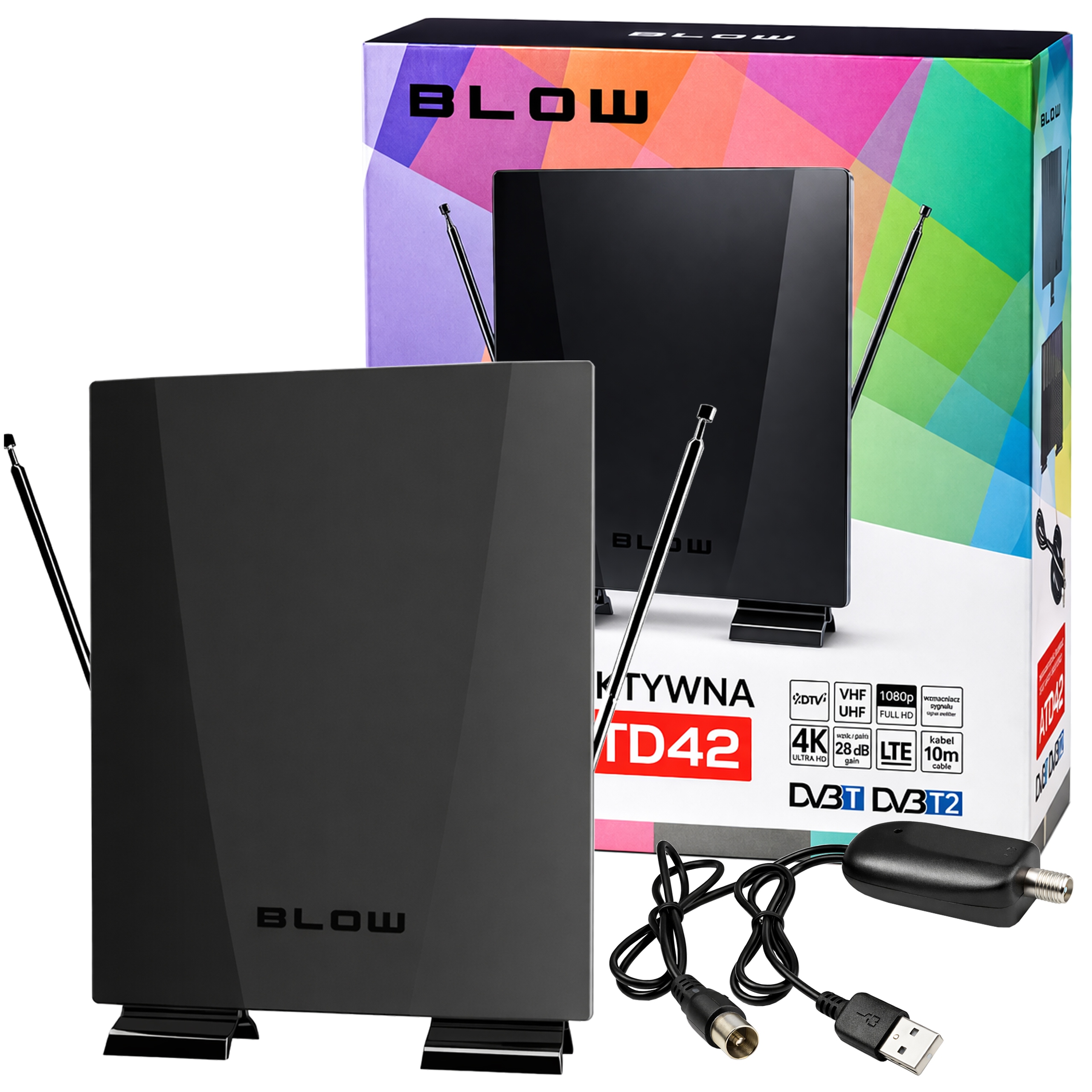 Tv Anténa 4K DVB-T2 Pokojová Lte Aktivní Výkonná DVBT2 Venkovní Všesměrová Hd