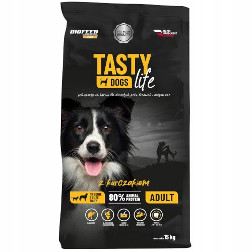 Biofeed Tasty Dogs Life z kurczakiem (średnie i duże rasy) 15 kg