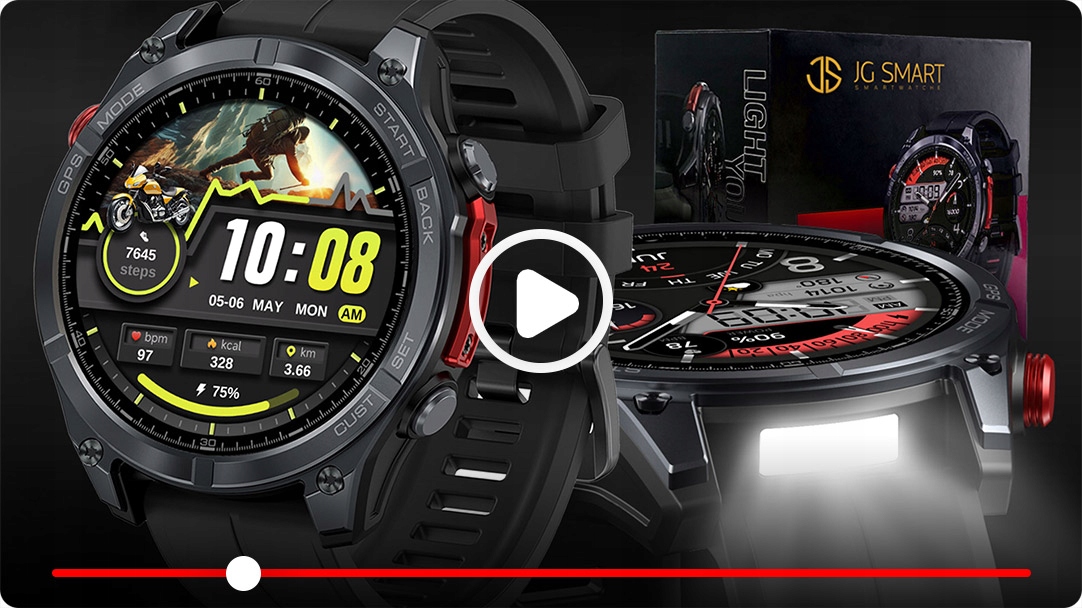Смарт-годинник JG Чоловічий зовнішній GPS AMOLED Чорний чохол IP69K, сталь