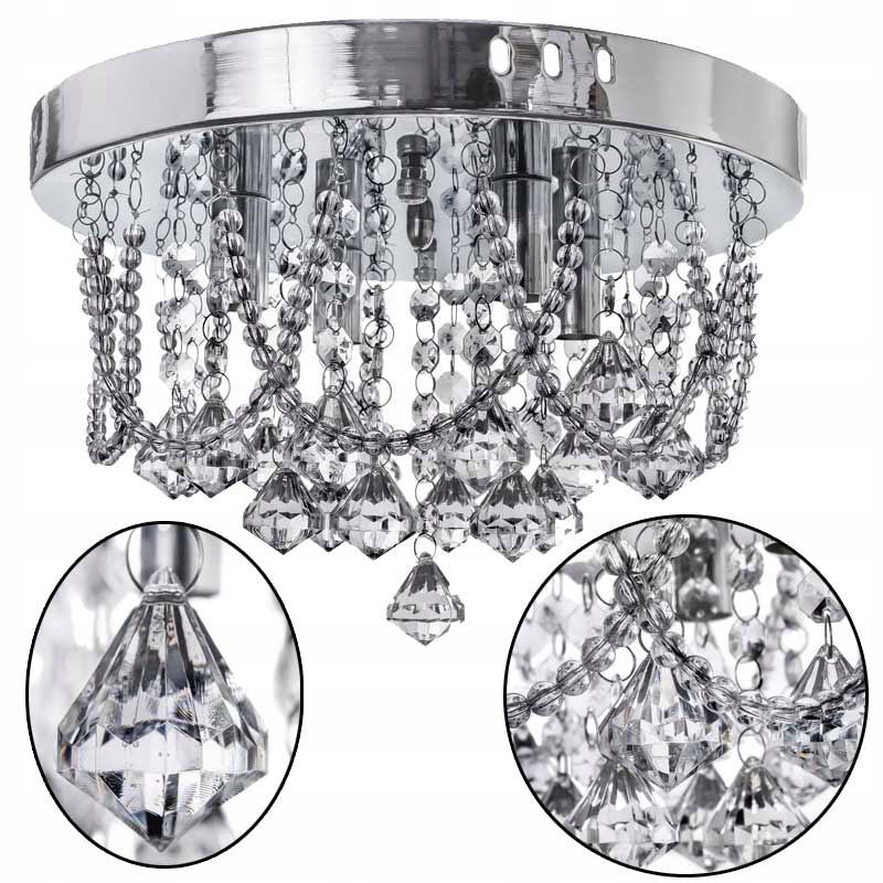 Plafon lampa sufitowa wisząca srebrny glamour