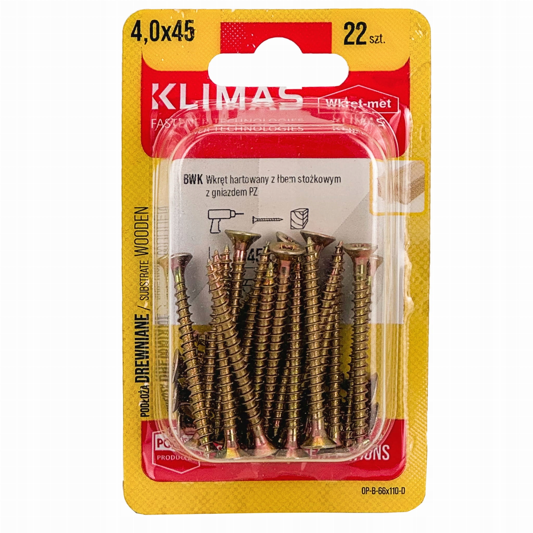 Wkręty hartowane konfirmaty do drewna 4x45 22 szt
