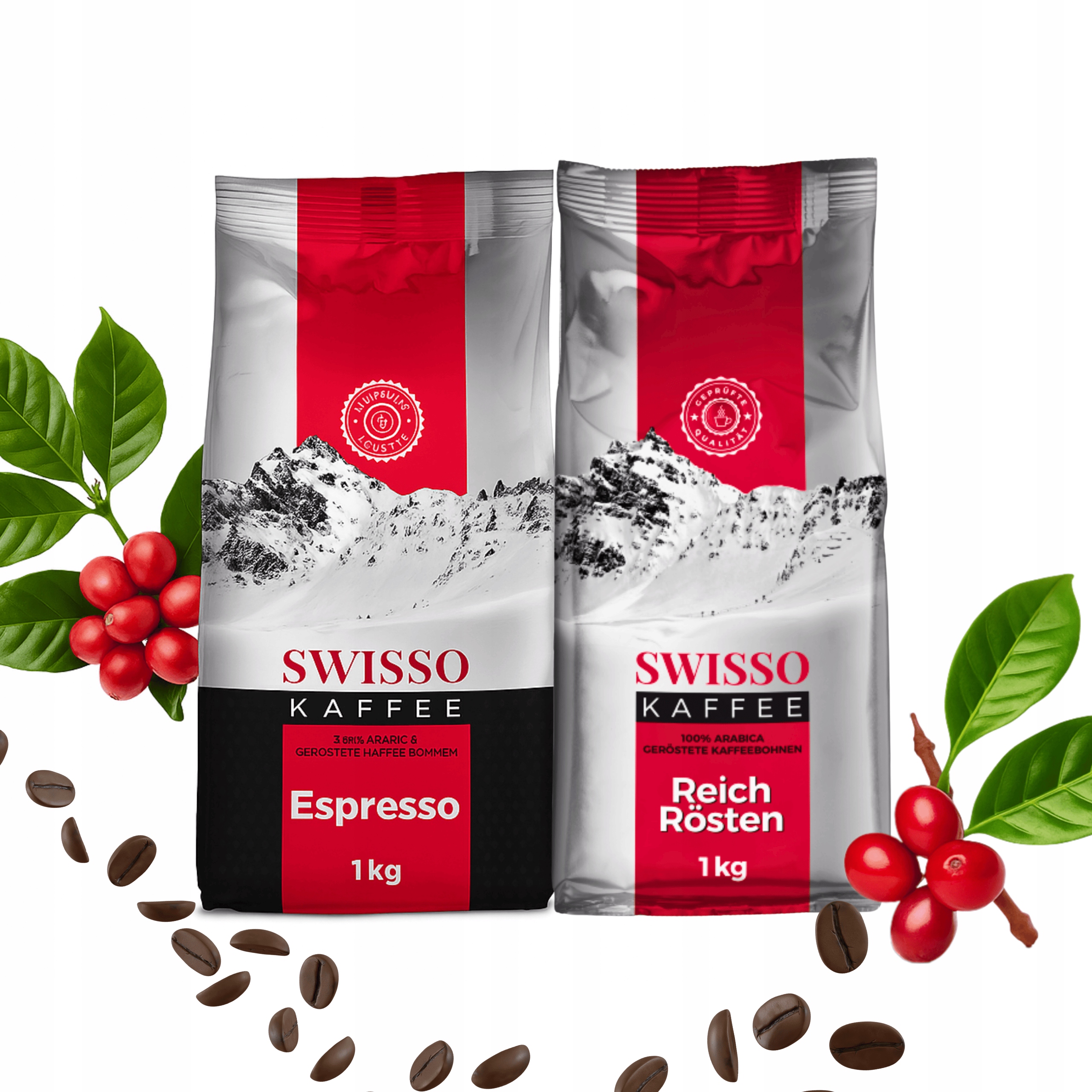 Levně Káva Zrnková 1 kg Arabica 100% Swisso Kaffee Espresso Rr Mix 1+1x1 kg