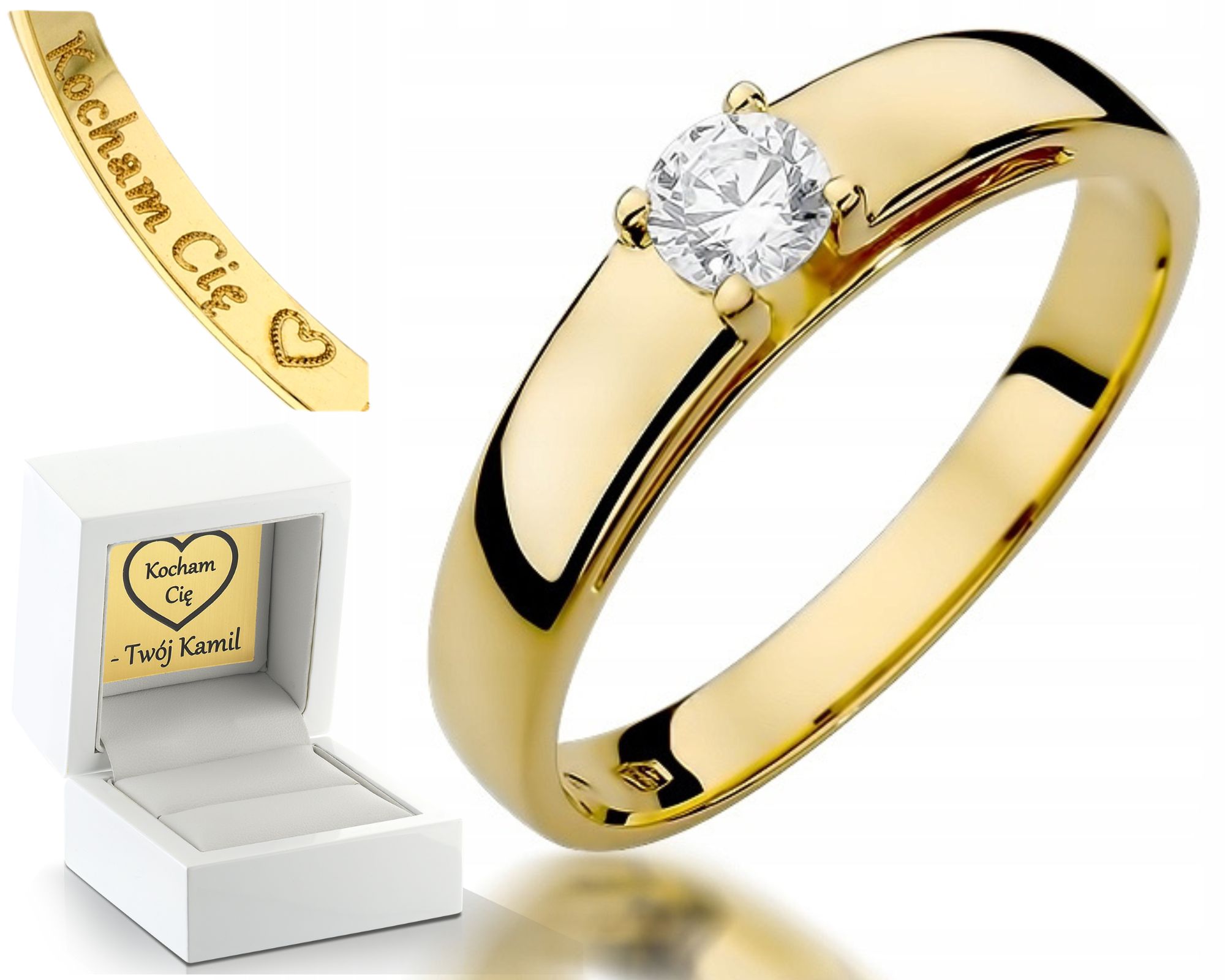 Klasický Prstýnek Briliant 0,23 Ct Gravírování