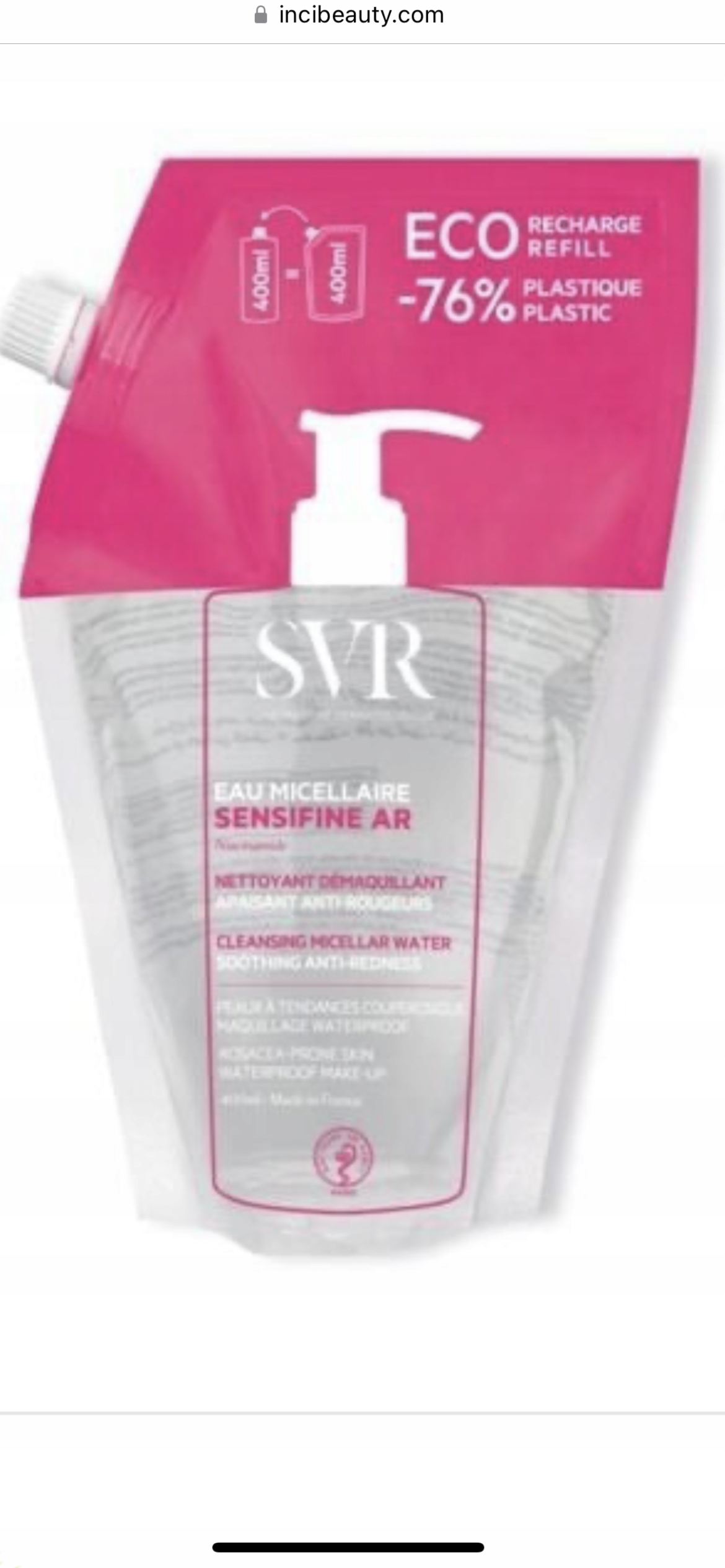 2 x Svr Sensifine Ar Woda płyn micelarny do demakijażu Uzupełnienie 400 ml