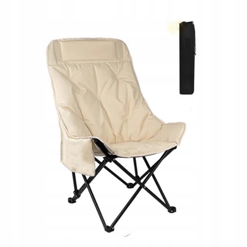 Krzesło Ogrodowe Wędkarskie Plażowe Składane Pokrowiec Beżowe Kempingowe