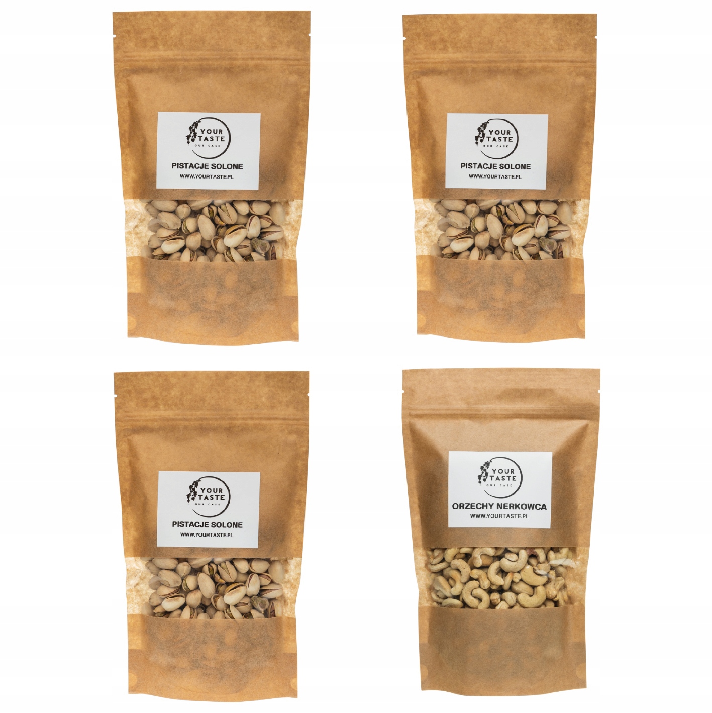 Sada Your Taste 3x Pistácie solené 500g 1x Kešu ořechy 500g