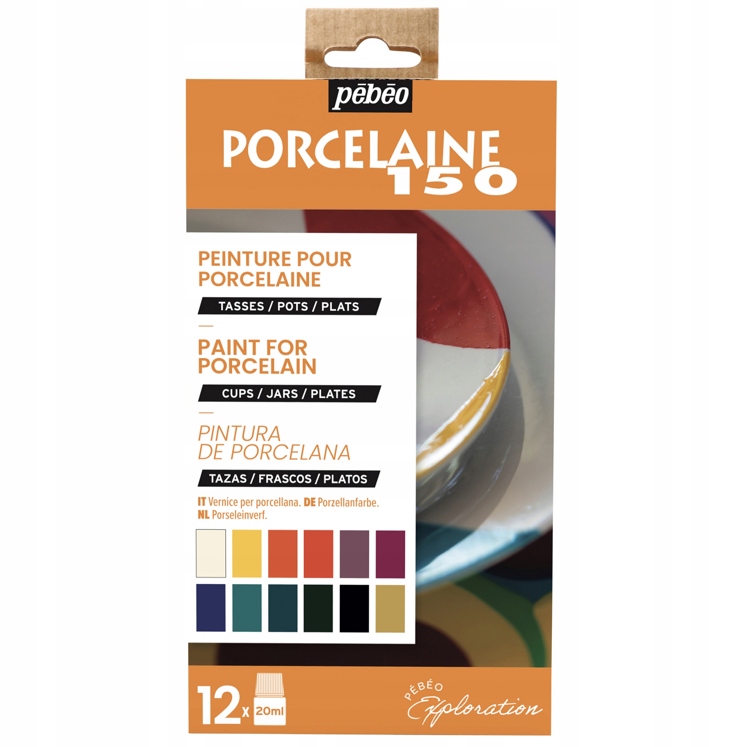 Barvy na porcelán 12 x 20ml Pebeo Porcelaine sada barev