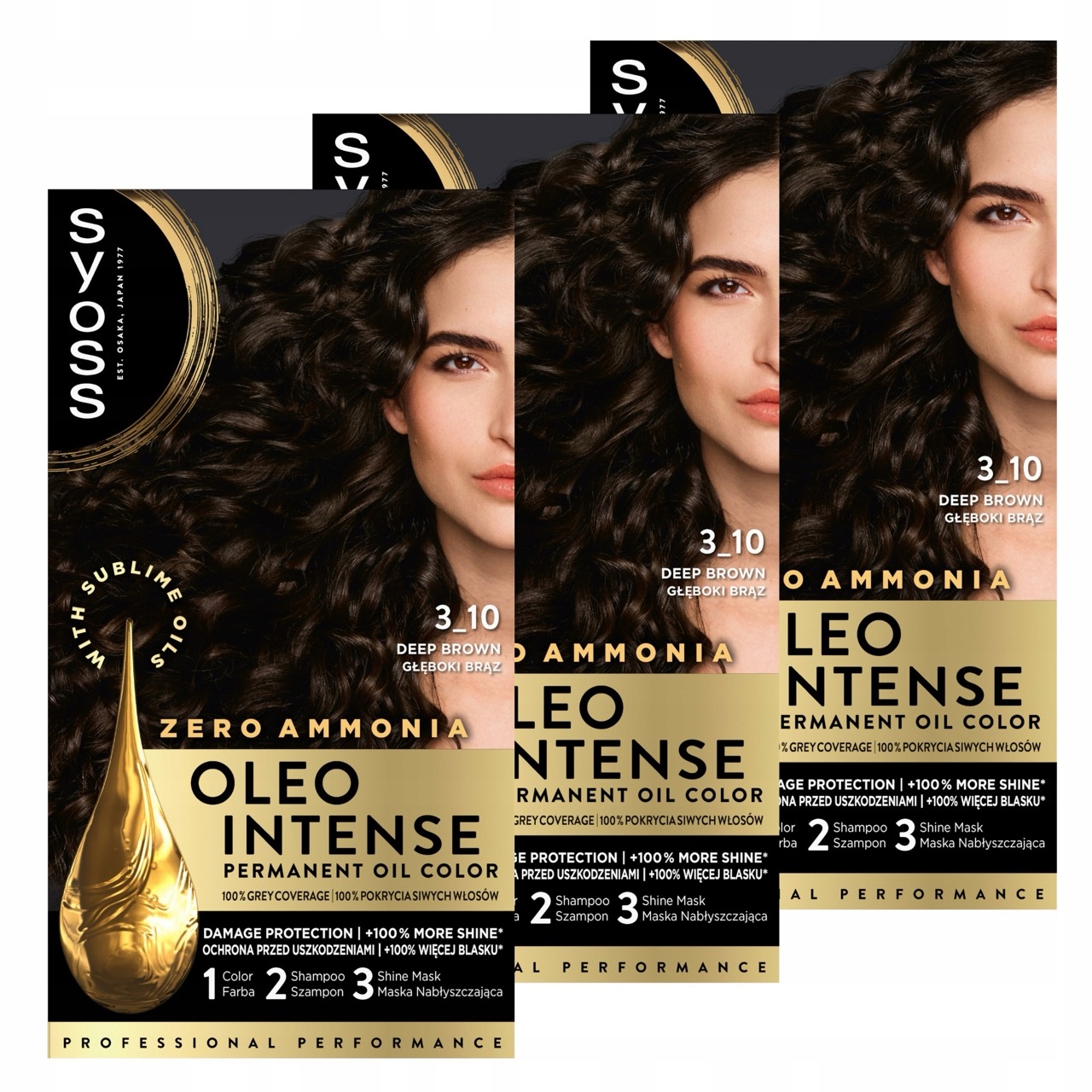 3X Farba Do Włosów Głęboki Brąz Bez Amoniaku Syoss
