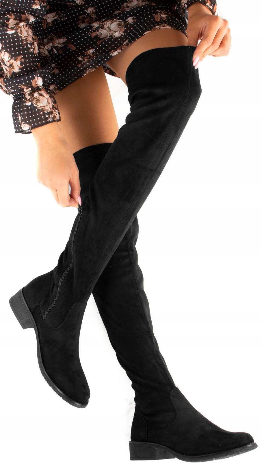 

Czarne Zamszowe Wysokie Kozaki Za Kolano 37