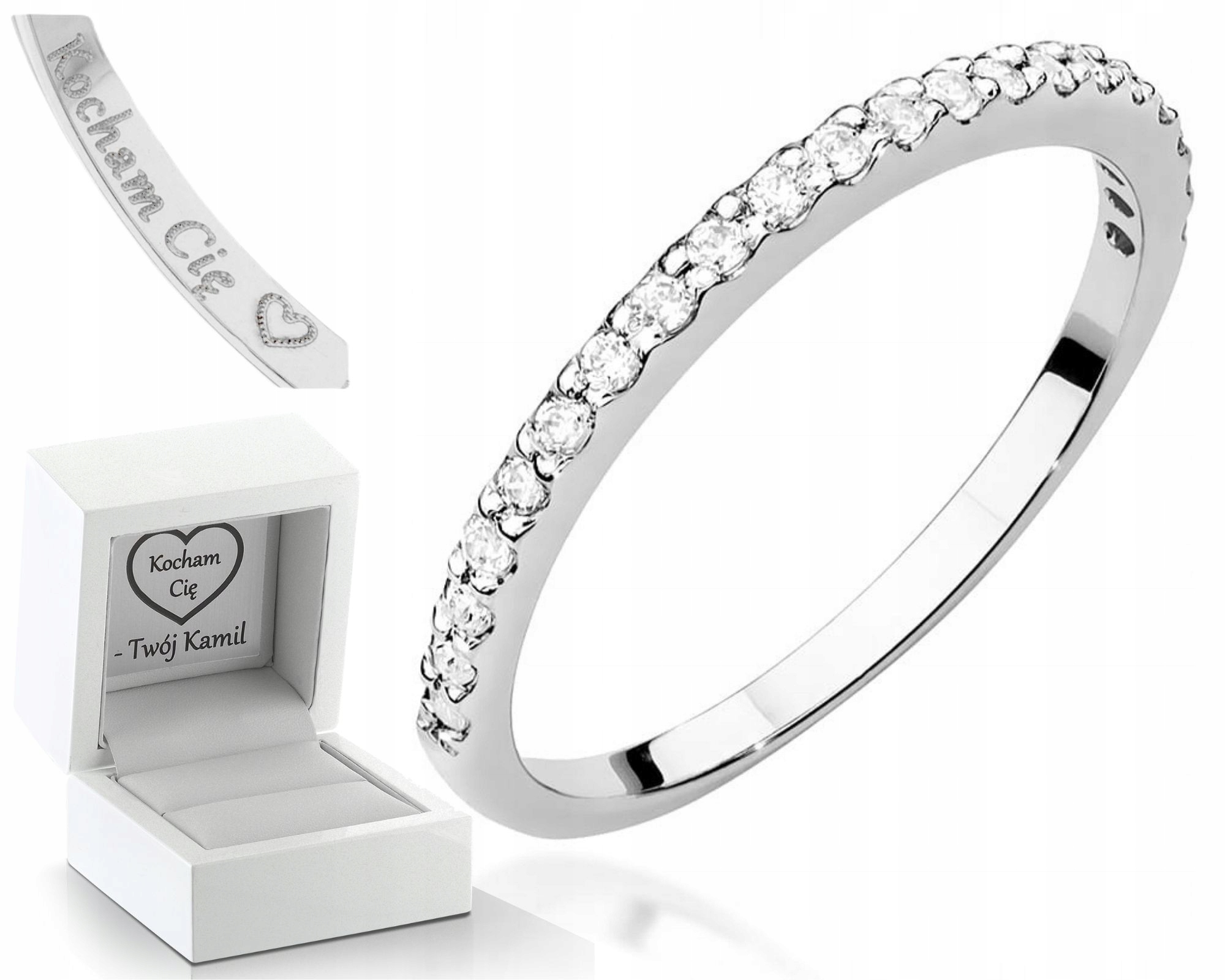 Prstýnek Z Bílého Zlata S Brilianty 585 Gravírování Pro Ženu