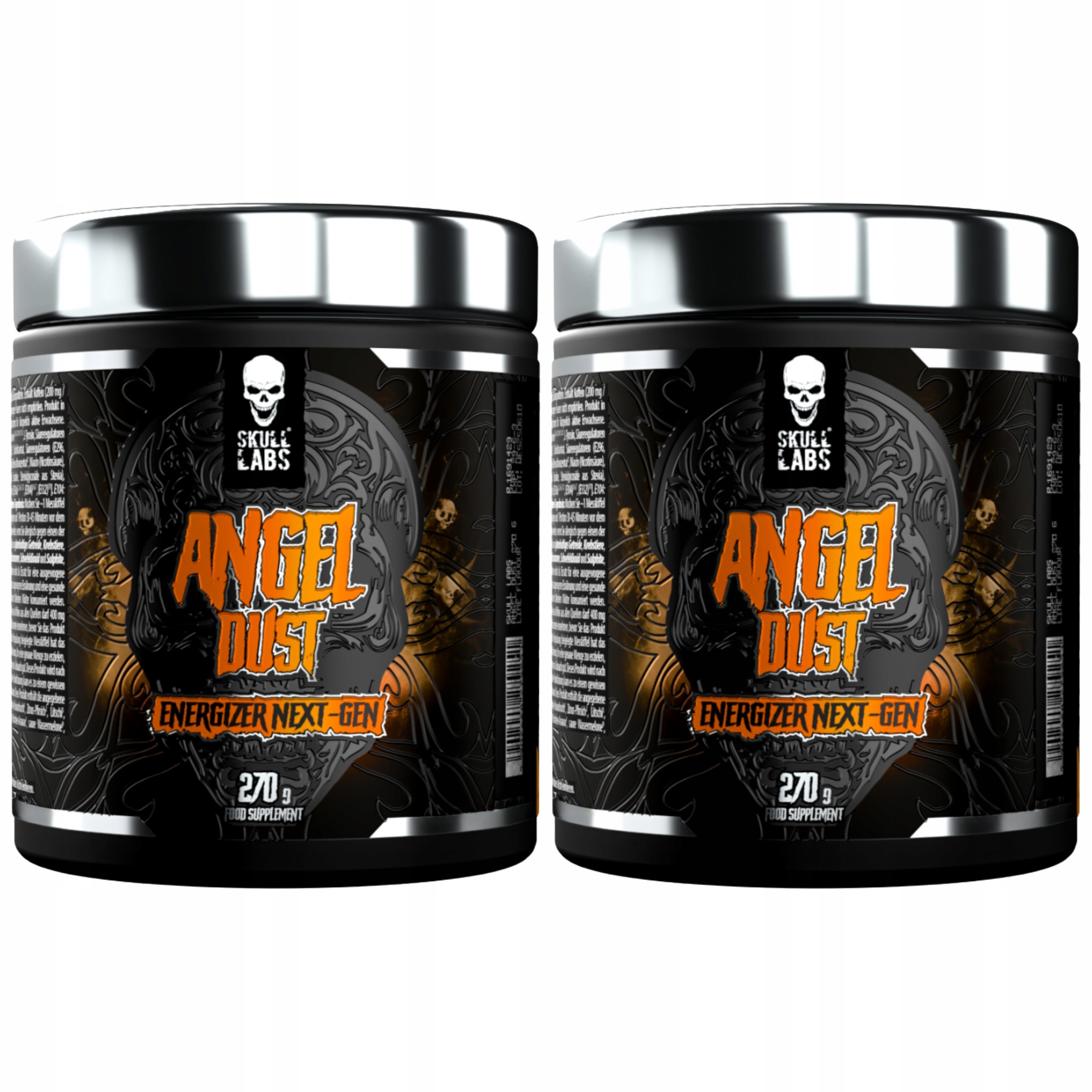 2x Předtréninkovka Angel Dust 270 g kofein beta-alanin energie Skull Labs