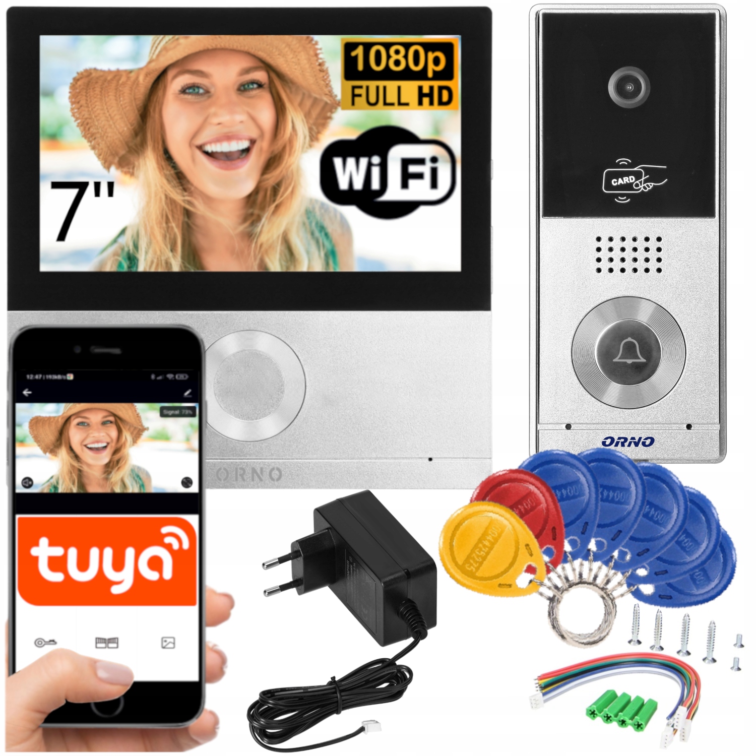 Wideodomofon Wifi LCD 7" Czytnik Breloków Rfid Furtka Brama Aplikacja