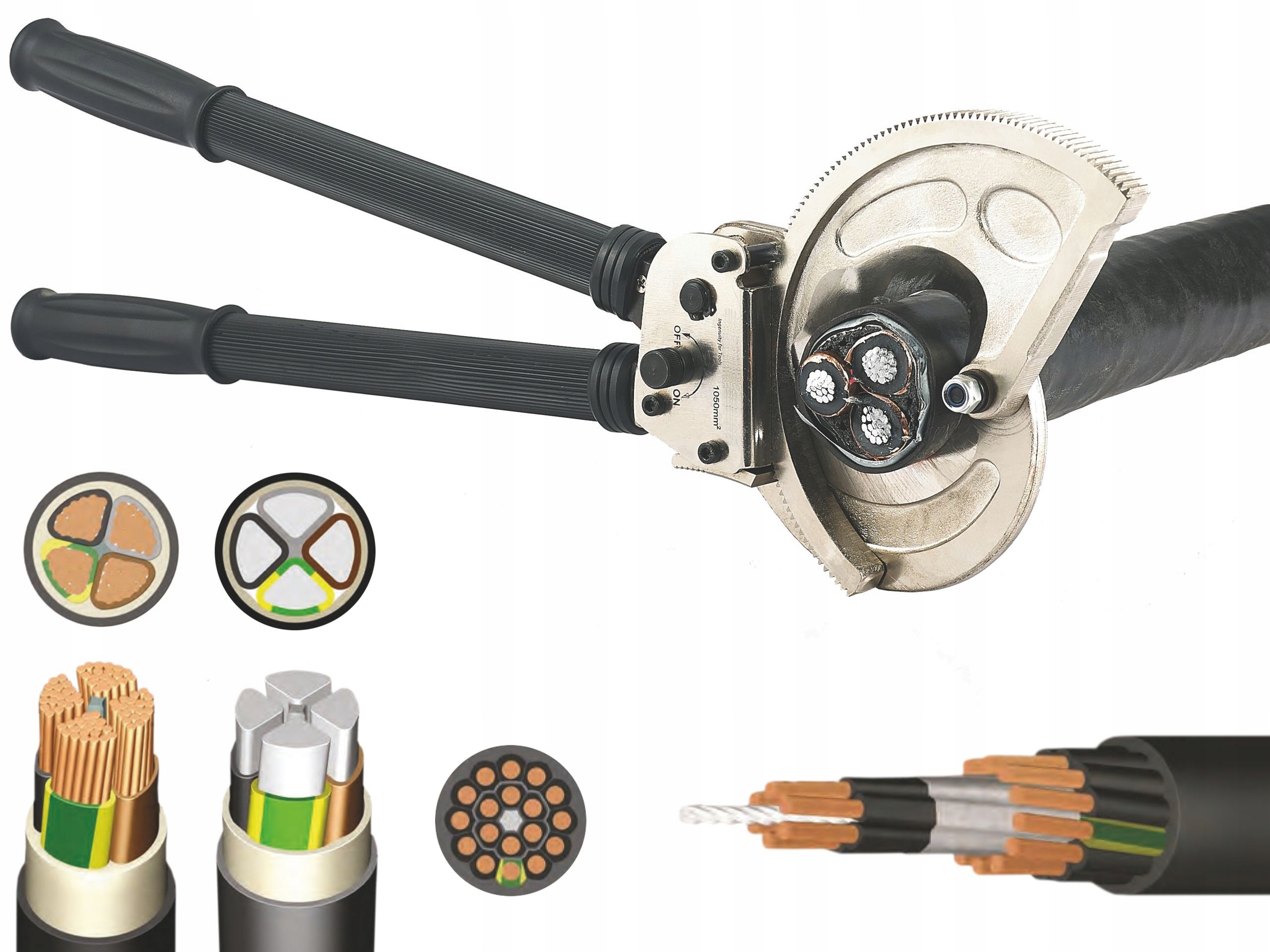 Ráčnové nůžky na kabely 1000 mm2 FI:100 mm Energotytan Polska KT-80A