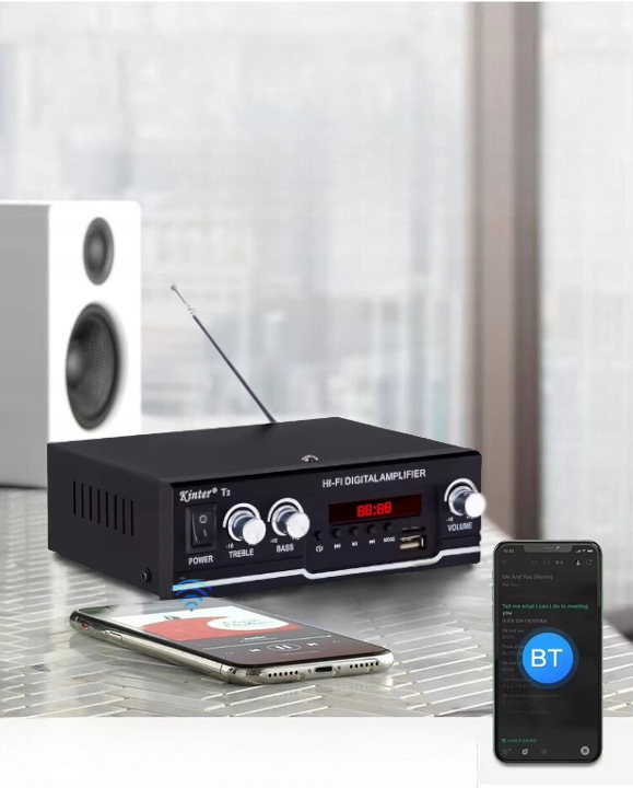 2 KANAŁOWY MOCNY WZMACNIACZ AUDIO BLUETOOTH 5.0 RADIO FM USB SD RCA PILOT Liczba kanałów 2