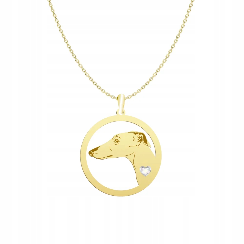 Zlatý náhrdelník s psem Galgo Espanol 925 Řetízek Dárek Gravírování Bonus