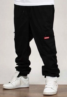 Kalhoty Jigga Wear Stripe Zip Cargo černo červené