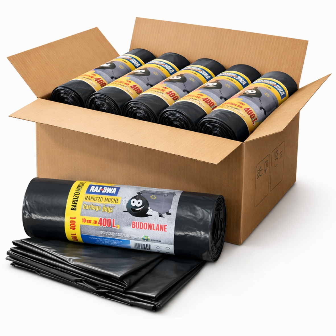 Levně Sáčky na odpadky Stavební odpadky 400L 60ks Silné Velmi velké karton
