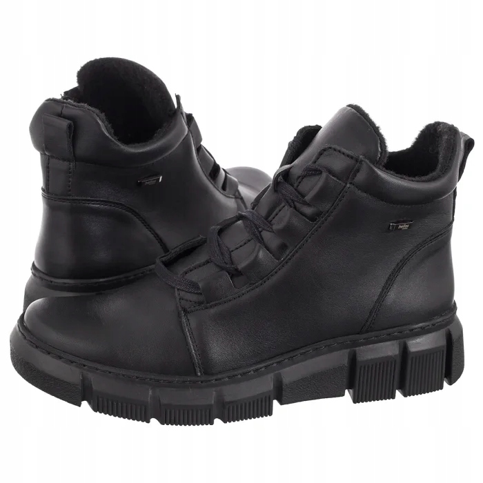 Boty Kotníkové Boty Kožené Dámské Helios Černé 523 011 Černé