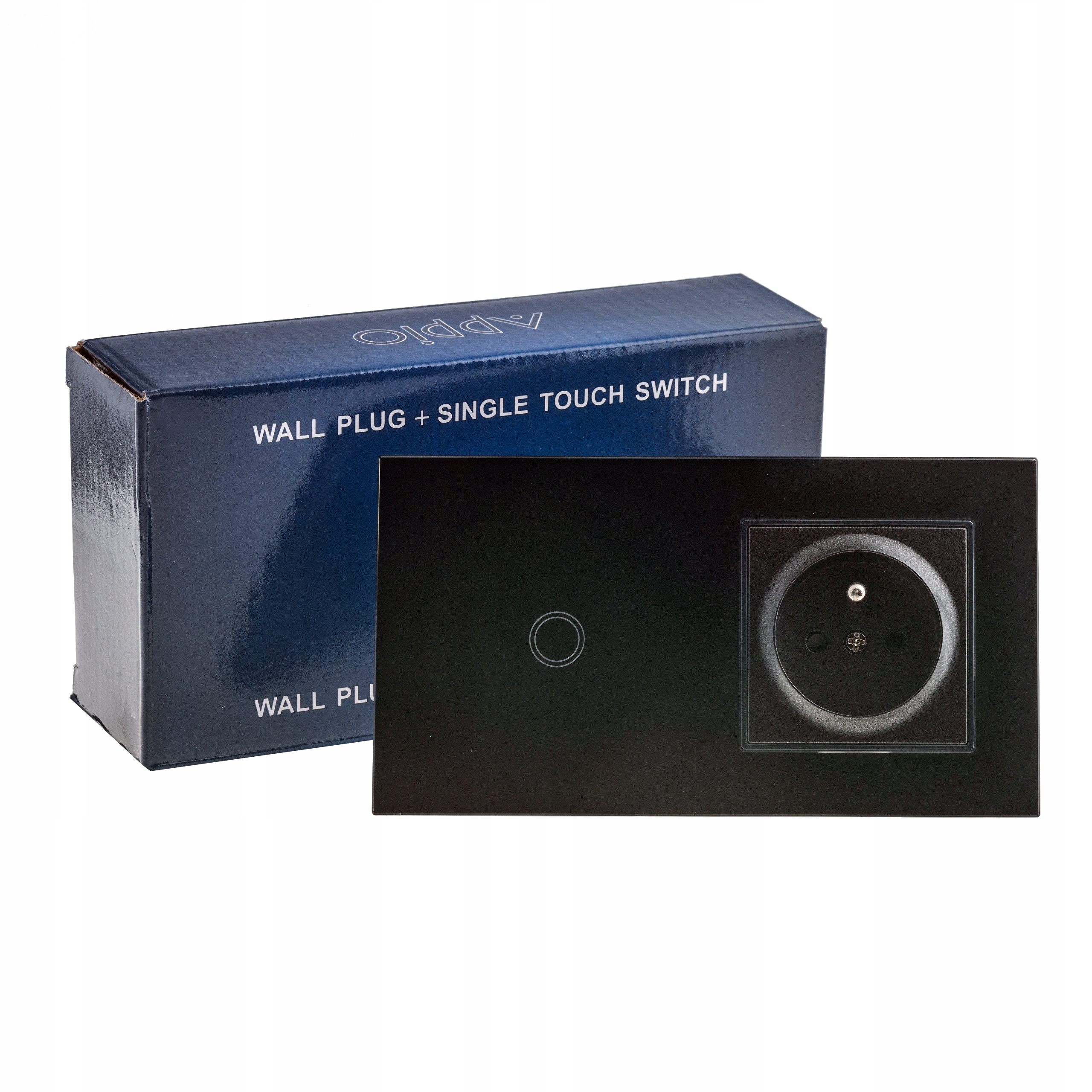 GNIAZDO ELEKTRYCZNE kontakt z bolcem WYŁĄCZNIK LED pojedynczy CZARNY SZKŁO Marka inna