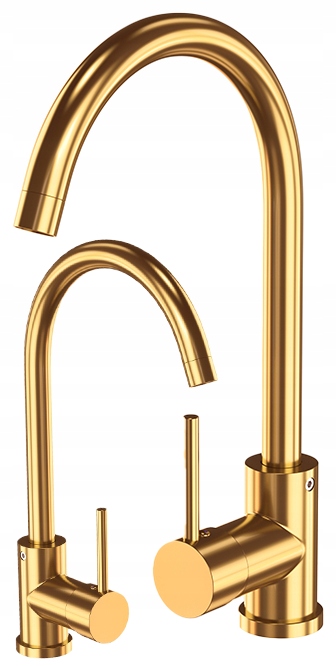 Jednopáková kuchynská batéria do drezu, stojankový kohútik Beta, zlatá
