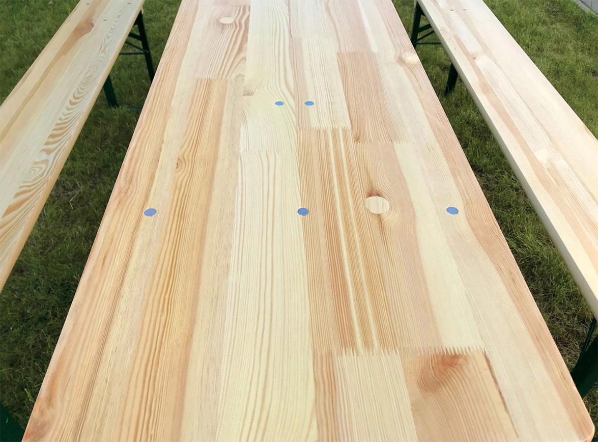 ZESTAW BIESIADNY 10 KOMPLETÓW STÓŁ 80 CM + 2 ŁAWKI Producent Rot Service