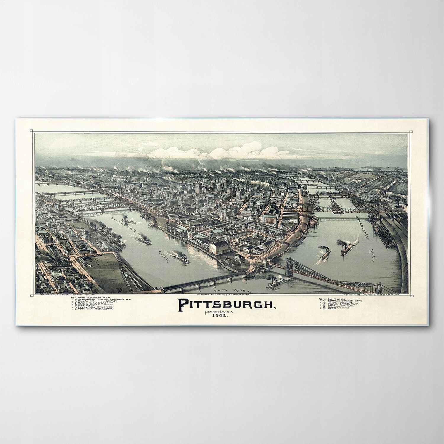 

Obraz Szklany Dekor Mapa Pittsburgh Vintage 120x60