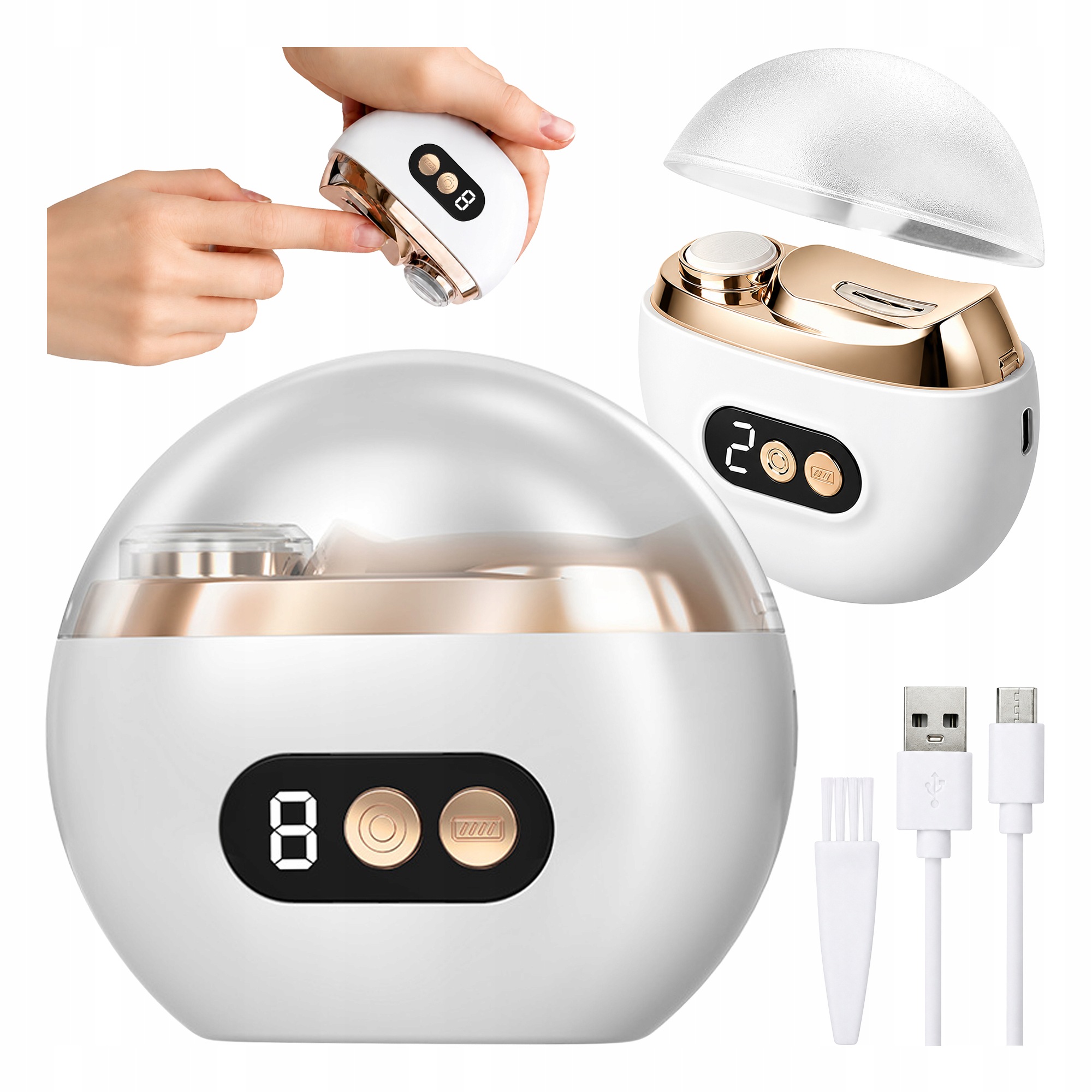 Elektrické Kleštičky Na Nehty Led 2V1 3 Rychlostí Usb-c