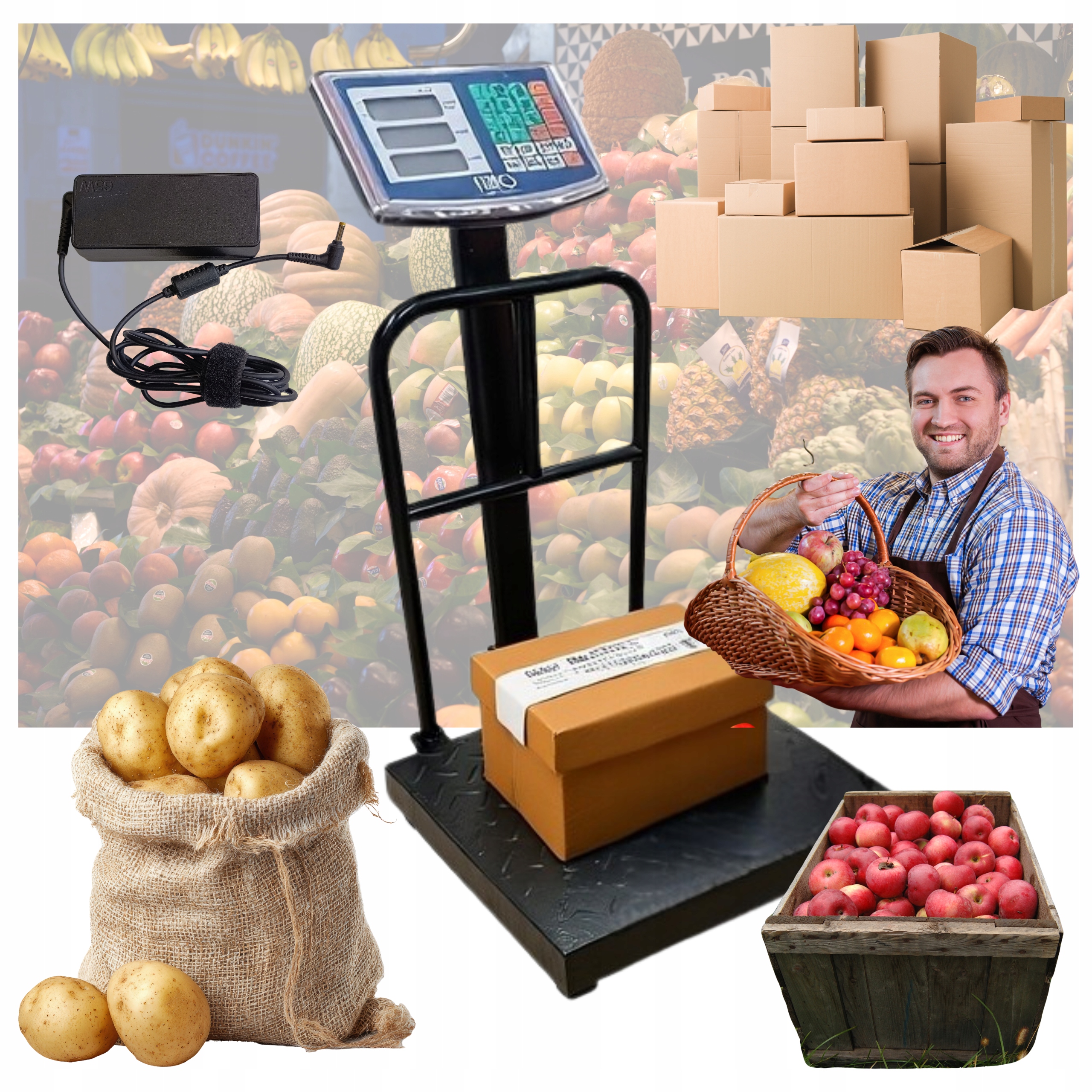 Průmyslová Skladová Váha Pro Obchody, Elektronická Plošinová, LCD, 500 Kg