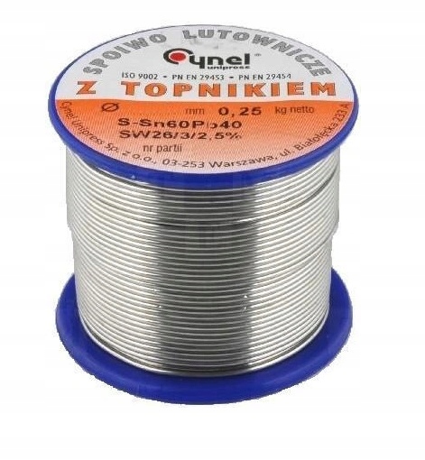 

Cyna Cynel 2,5mm 250g spoiwo LC60 do lutowania lut