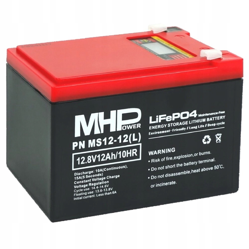 MHPower MS12-12(L) Lithium baterie LiFePO4 12V/12Ah, Faston F2 6,3mm