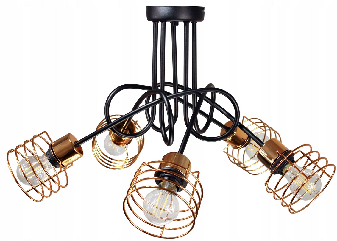 Veľká Drôtená Lampa Do Obývačky Loft Edison 5 Meď