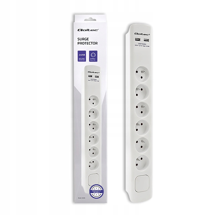 

Qoltec Listwa antyprzepięciowa 6 gniazd 2xUSB 1.8m