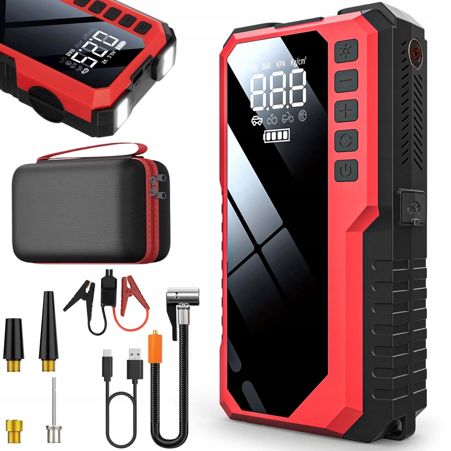 Štartovacie Zariadenie Do Auta S Kompresorom Jump Starter Powerbank Led